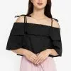 ZALORA BASICS Cold Shoulder Ruffle Detail Top