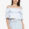 ZALORA BASICS Cold Shoulder Ruffle Detail Top