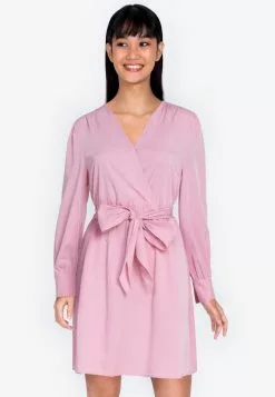 ZALORA BASICS Balloon Sleeve Dress with Tie