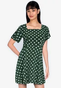 ZALORA BASICS Square Neck Fit and Flare Dress