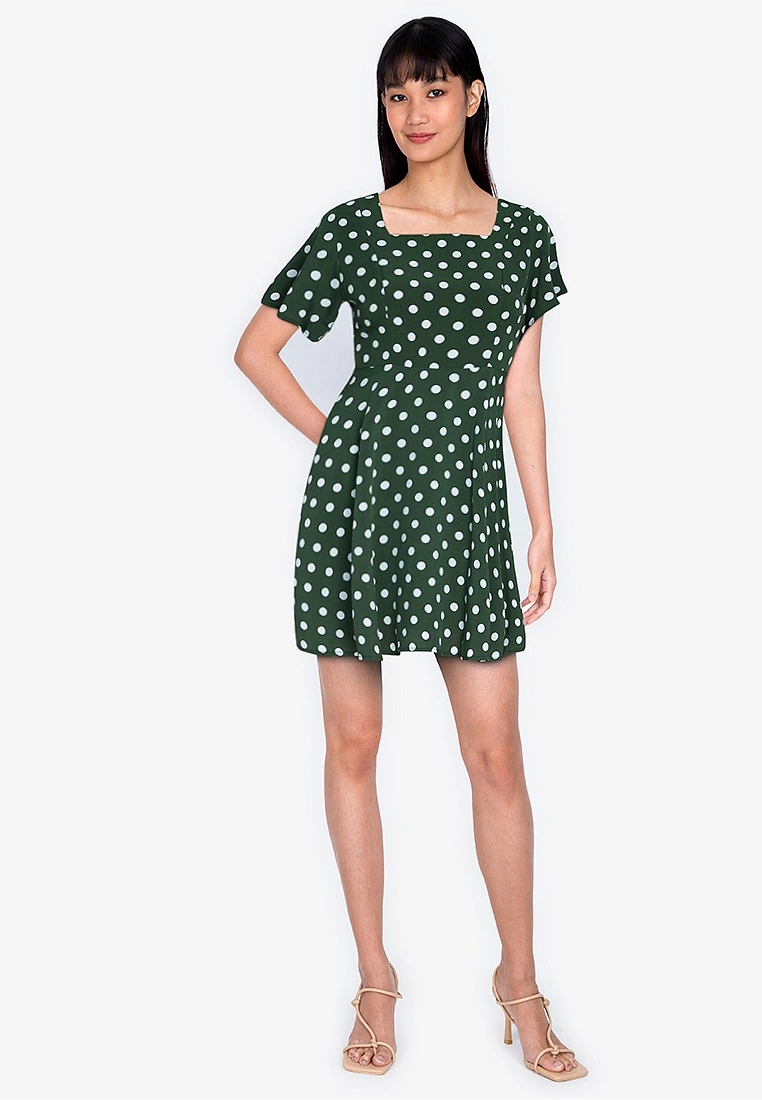 ZALORA BASICS Square Neck Fit and Flare Dress - Billede 4
