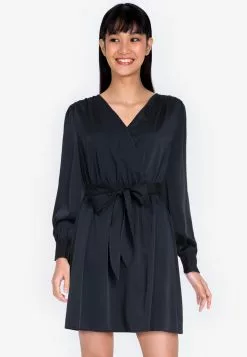 ZALORA BASICS Balloon Sleeve Dress with Tie