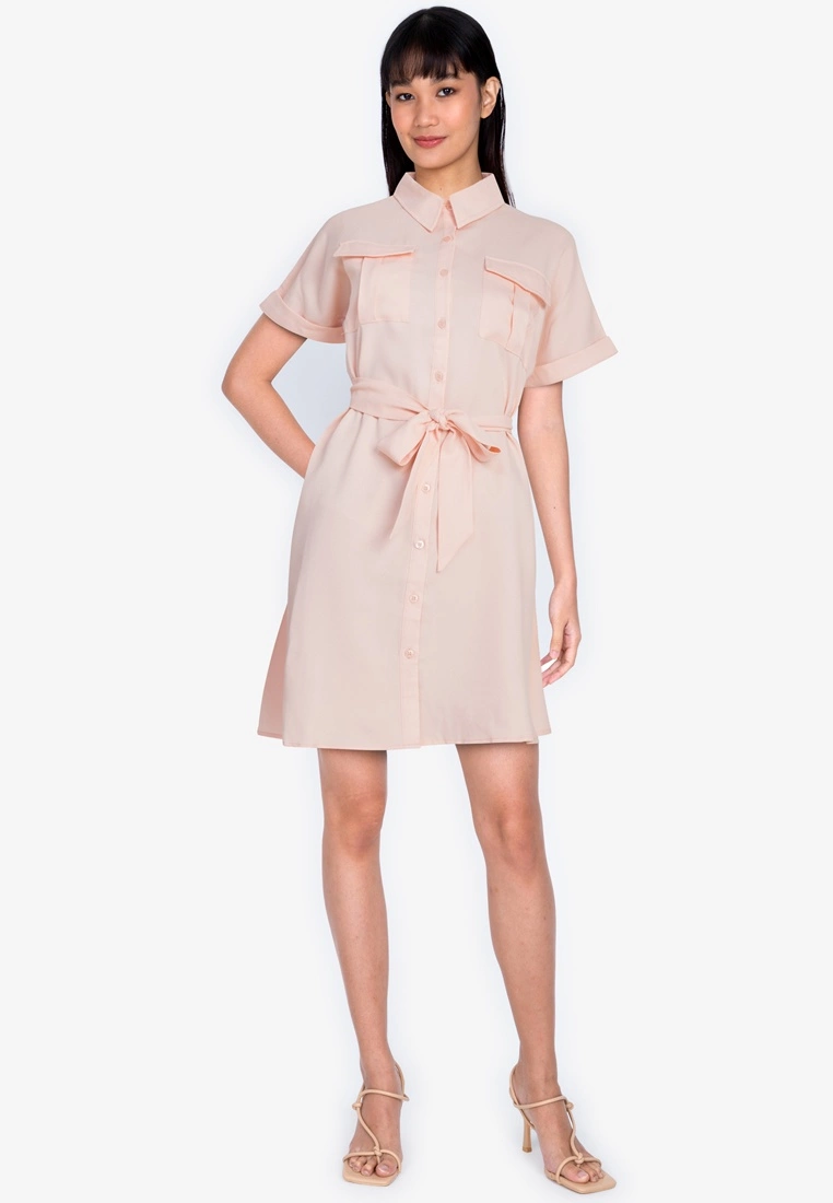 ZALORA BASICS Shirt Dress with Tie - Billede 4