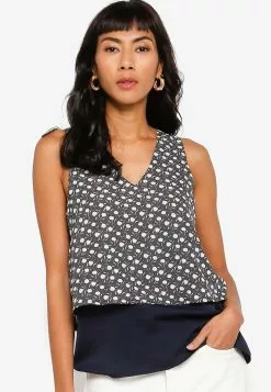 ZALORA BASICS Print & Plain Double Layer Top