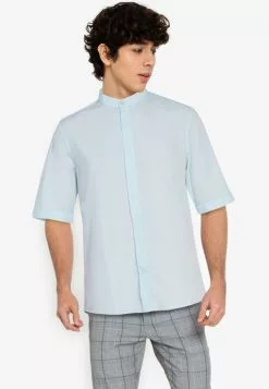 ZALORA BASICS ¾ Sleeve Grandad Shirt