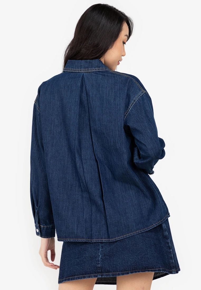ZALORA BASICS Oversized Chambray Shirt Top - Billede 2