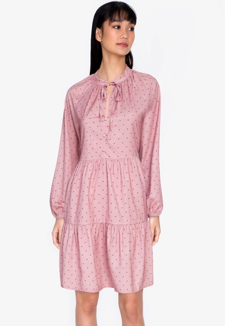 ZALORA BASICS Balloon Sleeve Tiered Dress