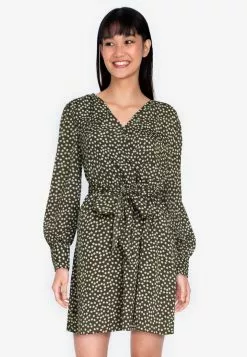 ZALORA BASICS Balloon Sleeve Dress with Tie