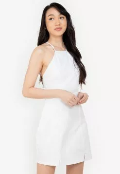 ZALORA BASICS Halter Neck Denim Slip Dress