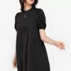 ZALORA BASICS Puff Sleeve Keyhole Front Mini Dress