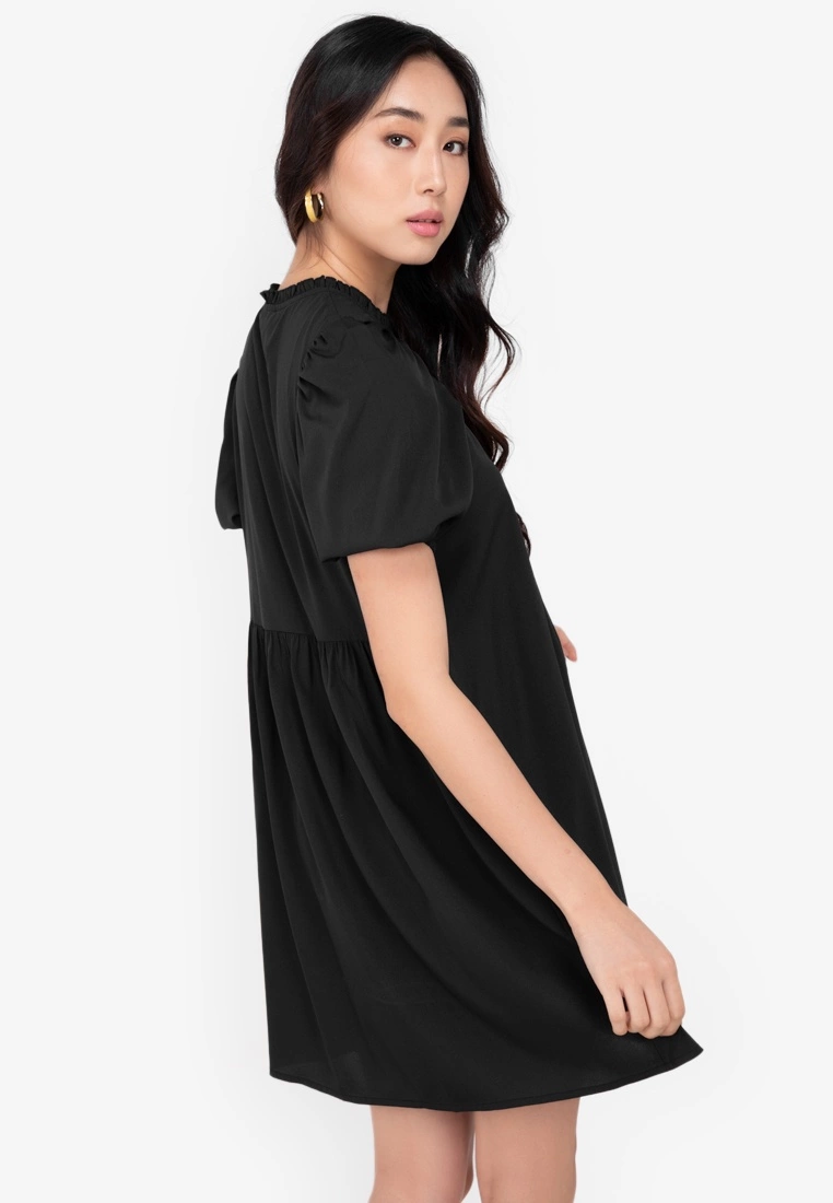 ZALORA BASICS Puff Sleeve Keyhole Front Mini Dress - Billede 2