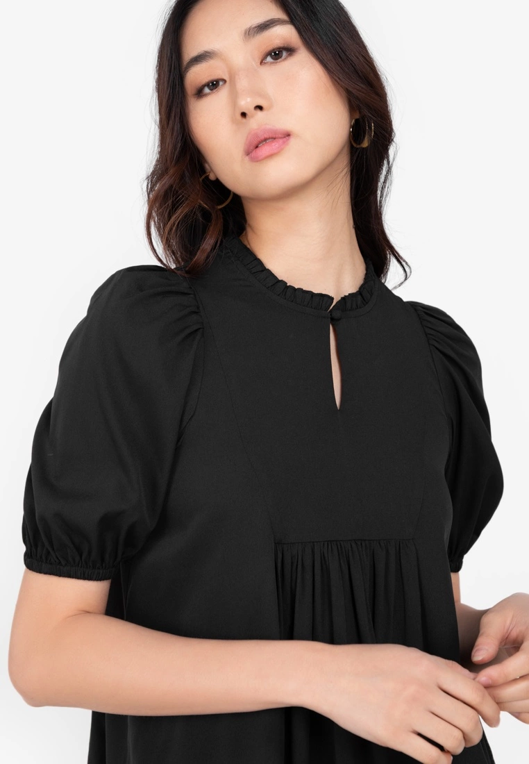 ZALORA BASICS Puff Sleeve Keyhole Front Mini Dress - Billede 3