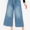 ZALORA BASICS Wide Leg Tie Waist Crop Denim Jeans