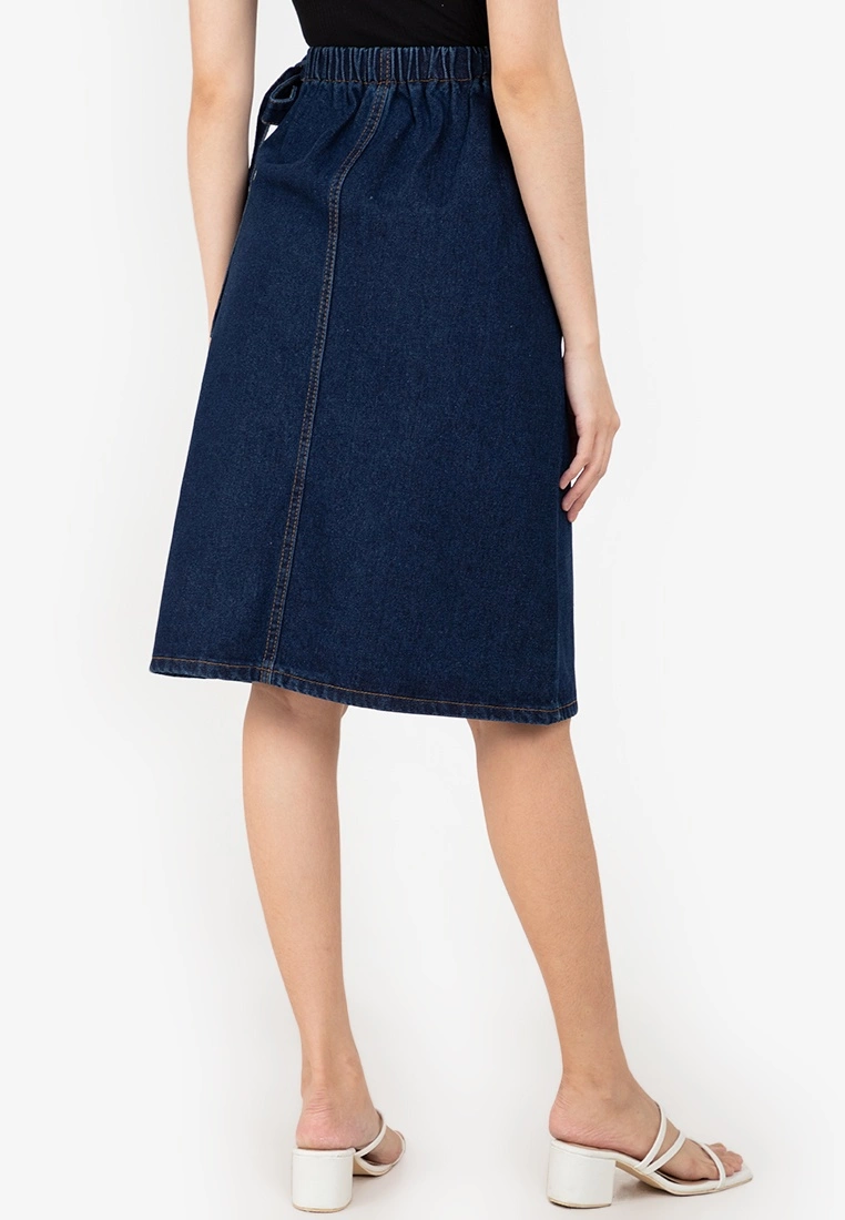 ZALORA BASICS Side Tie Midi Denim Skirt - Billede 2