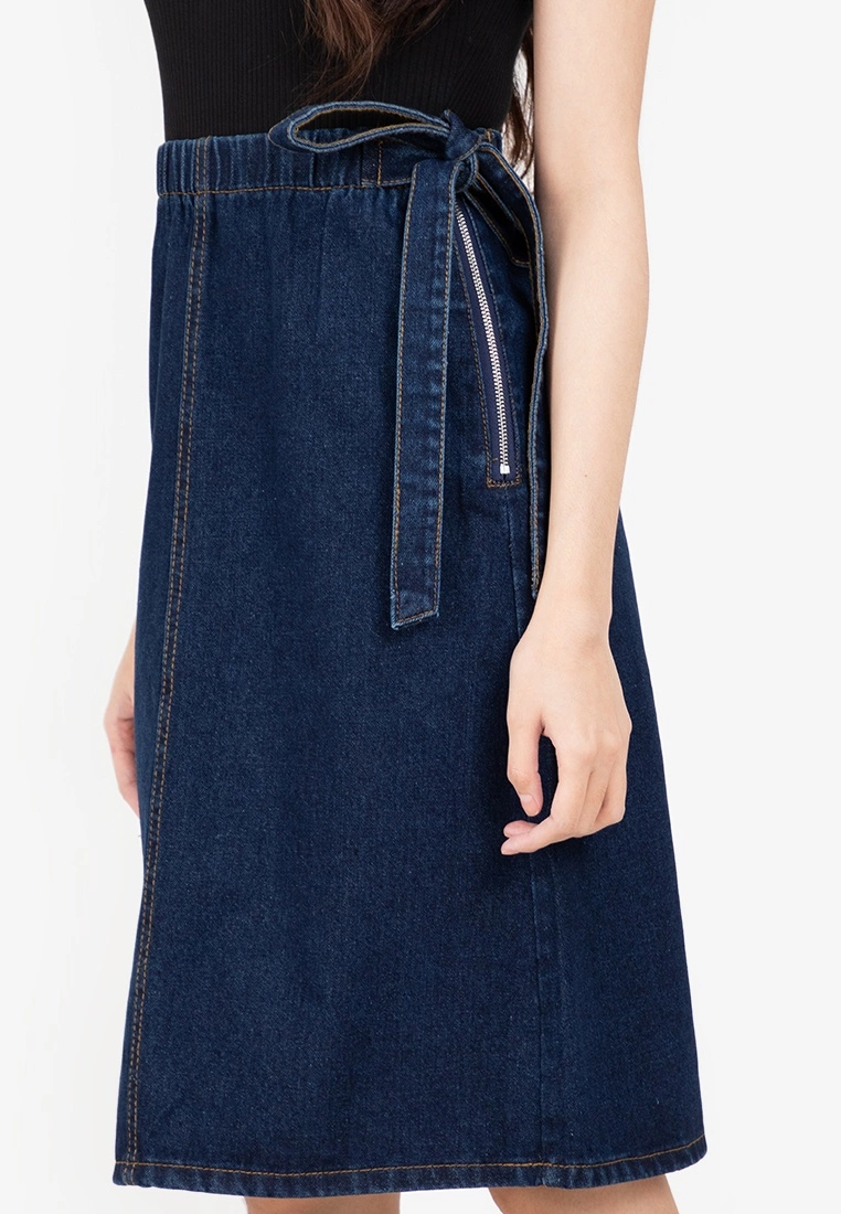 ZALORA BASICS Side Tie Midi Denim Skirt - Billede 3