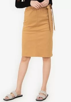 ZALORA BASICS Side Tie Midi Denim Skirt