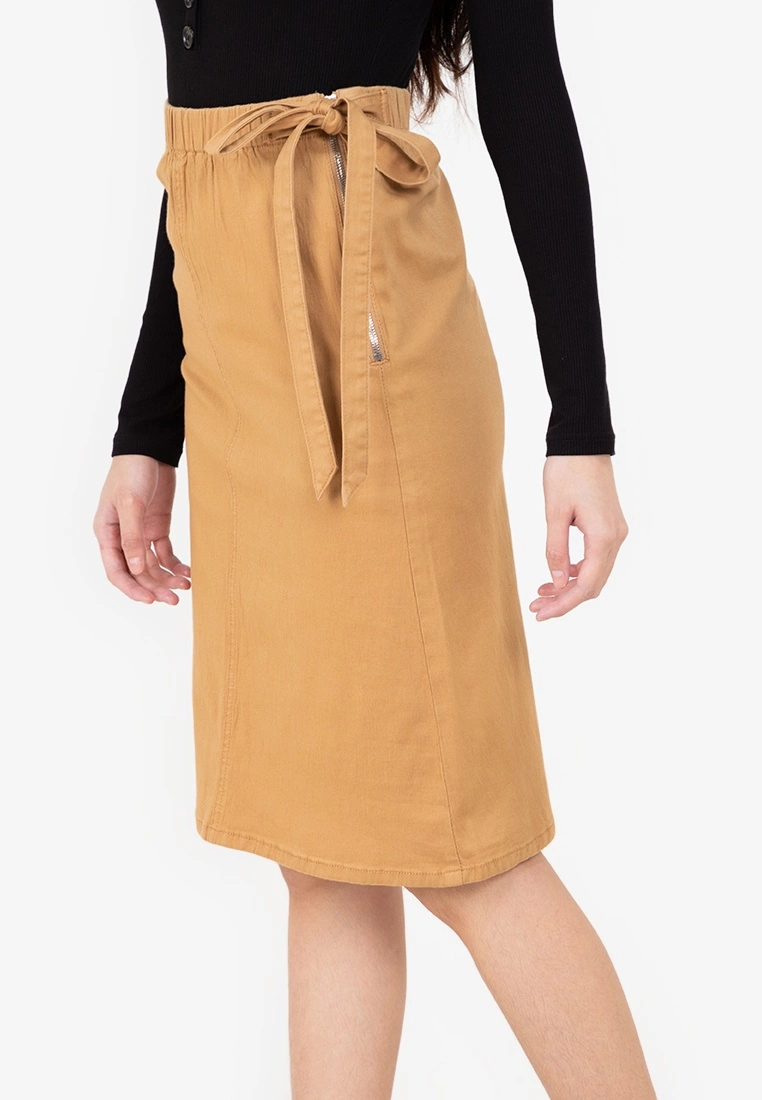 ZALORA BASICS Side Tie Midi Denim Skirt - Billede 3