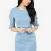 ZALORA BASICS Flounce Sleeve Fitted Denim Dress