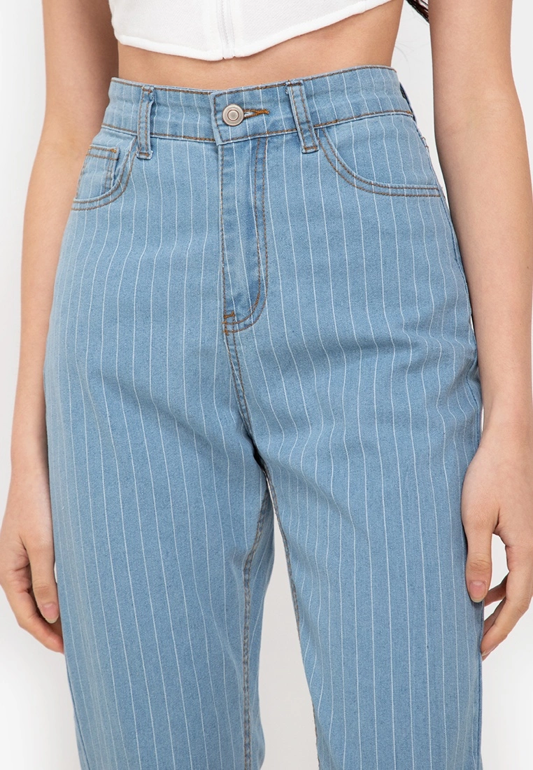 ZALORA BASICS Pinstripe Printed Mom Jeans - Billede 3