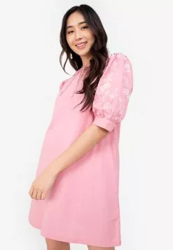 ZALORA BASICS Embroidey A-Line Mini Dress