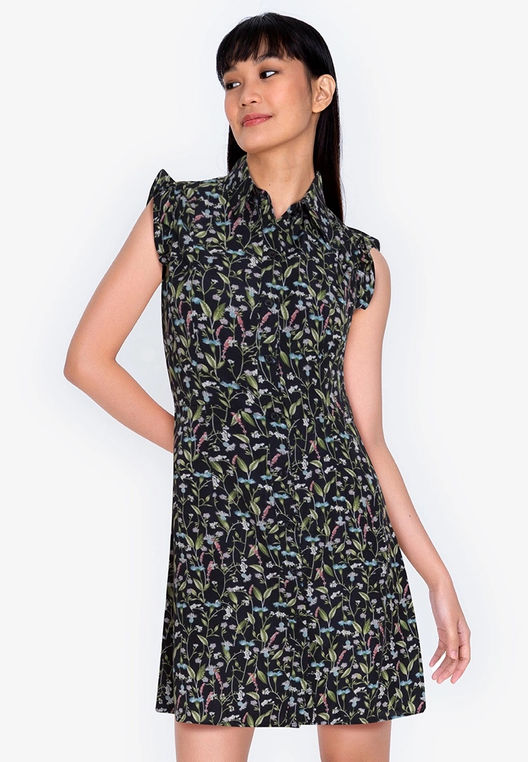 ZALORA BASICS Button Down Fit & Flare Dress