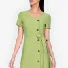 ZALORA BASICS V Neck Button Down Fit and Flare Dress