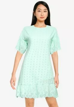 ZALORA BASICS Frill Sleeve Eyelet Dress