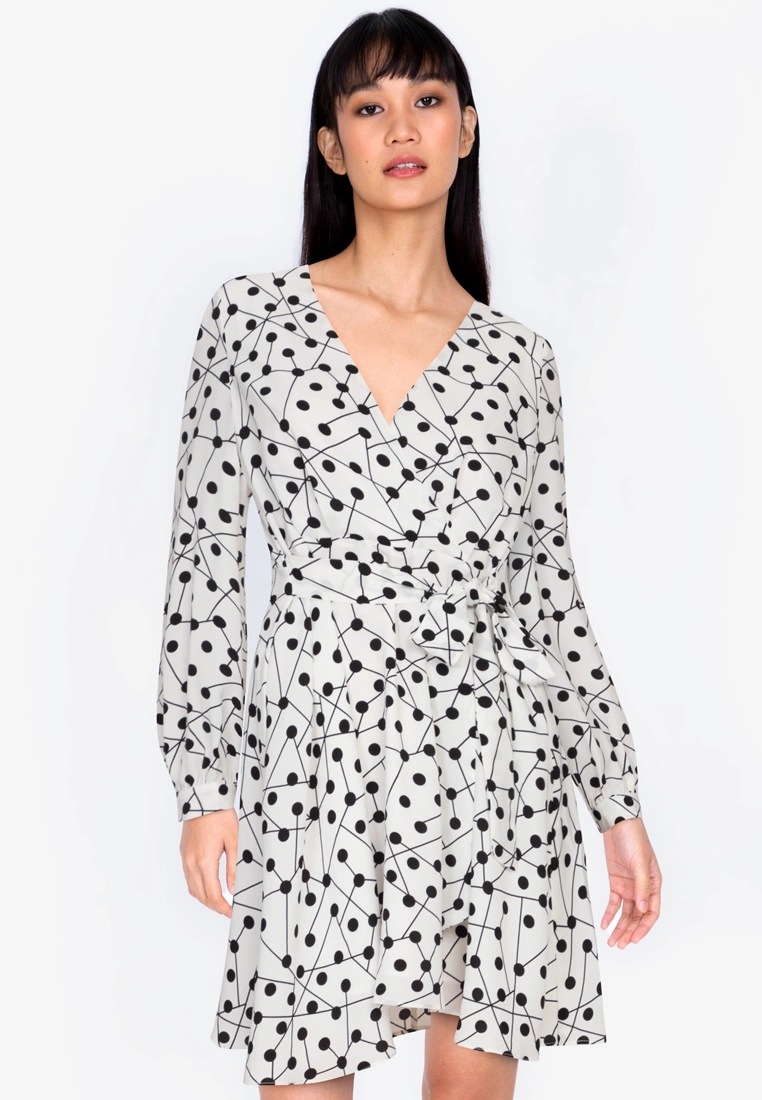 ZALORA BASICS Long Sleeve Fit & Flare Dress