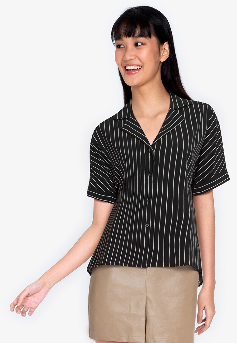 ZALORA BASICS Buttoned Striped Shirt