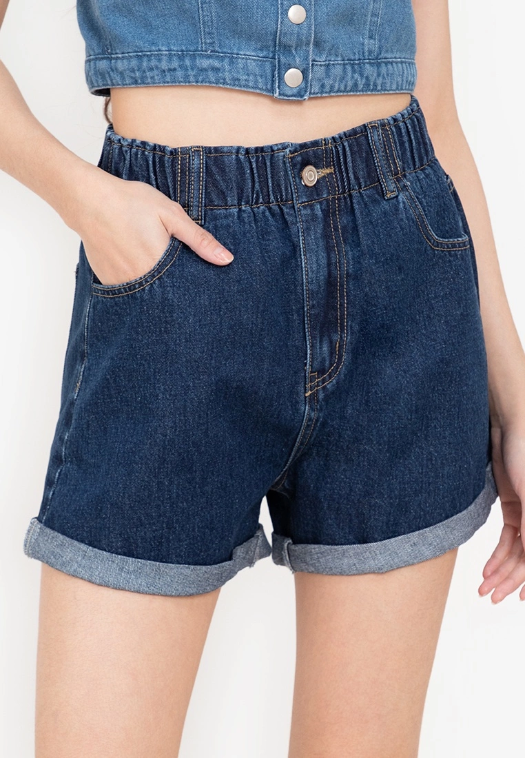 ZALORA BASICS Elastic Waist Denim Mom Shorts - Billede 3