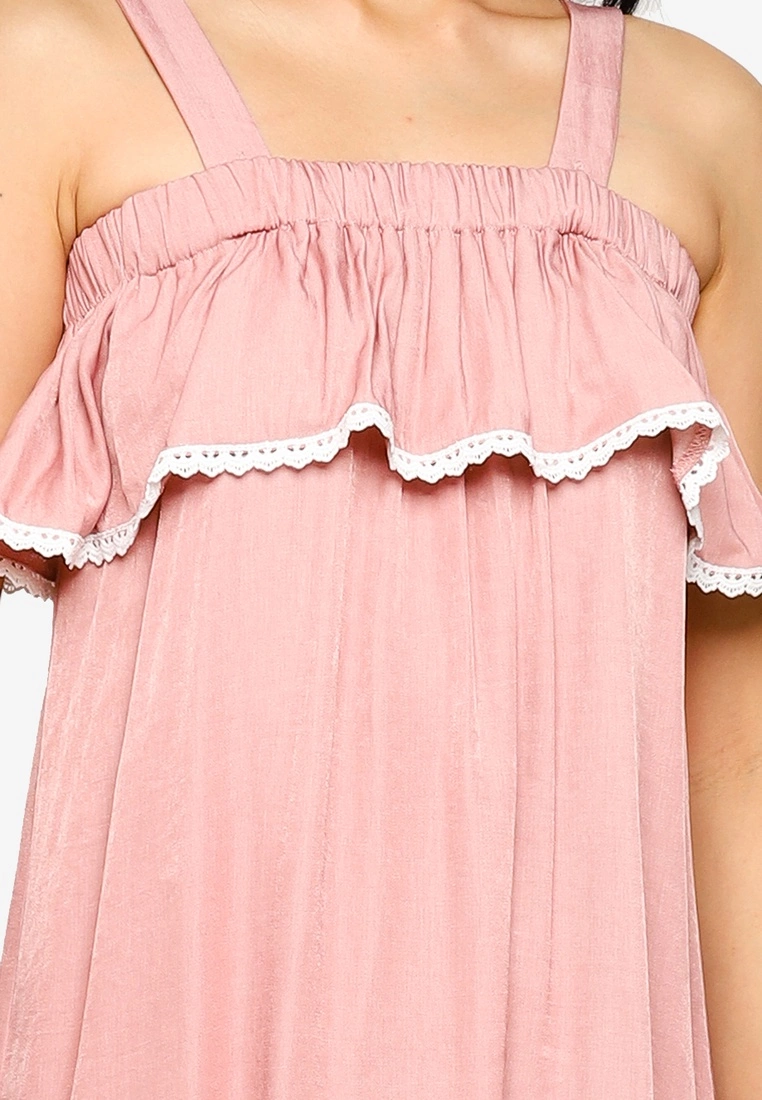 ZALORA BASICS Embroidered Cold Shoulder Mini Dress - Billede 3