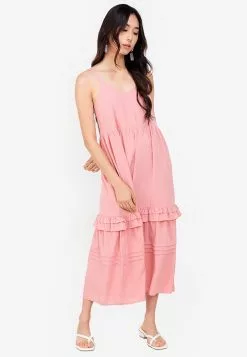 ZALORA BASICS Sleeveless Ruffle Tiered Midi Dress