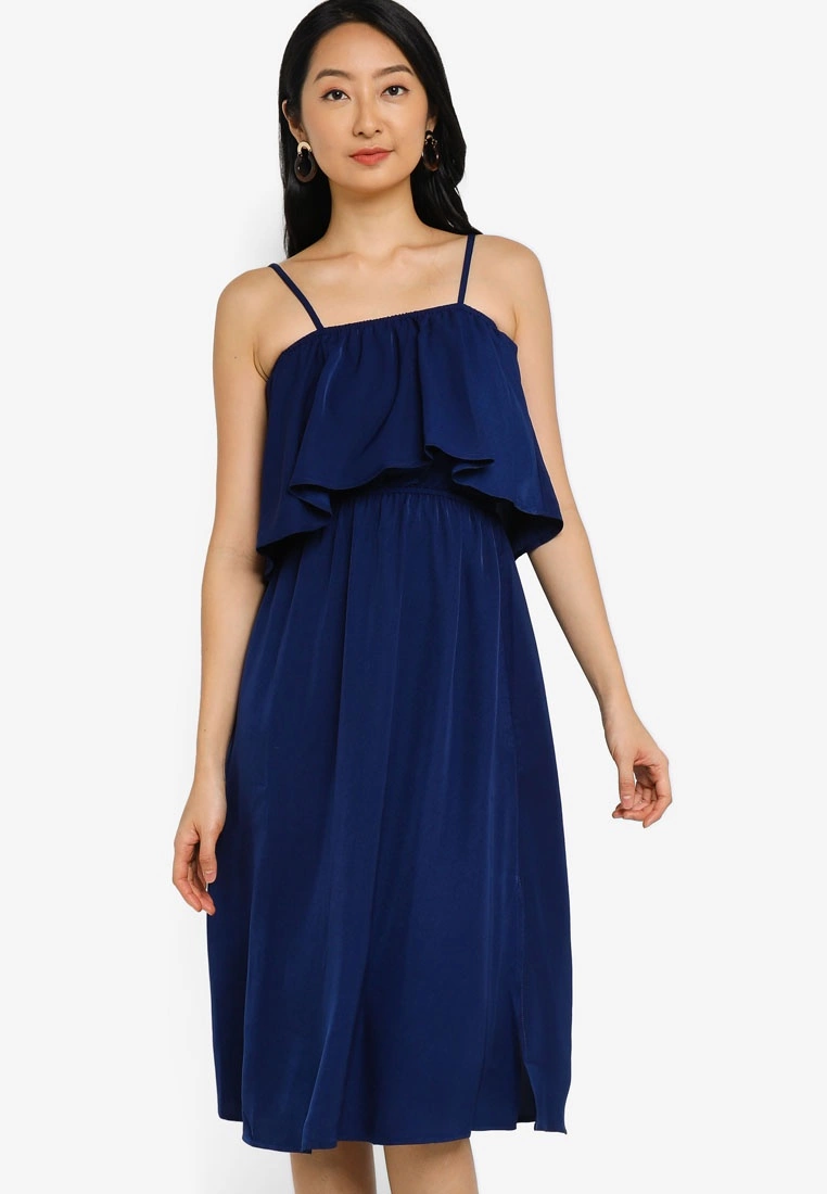 ZALORA BASICS Strapless Popover Midi Dress