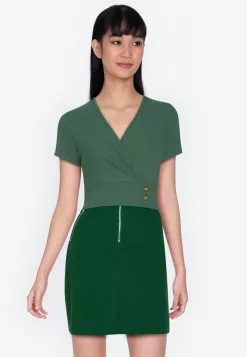 ZALORA BASICS Overlap Front Rib Top