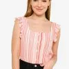 ZALORA BASICS Flutter Sleeves Square Neck Top