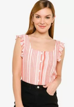 ZALORA BASICS Flutter Sleeves Square Neck Top