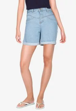 ZALORA BASICS Yoke Front Mom Denim Shorts