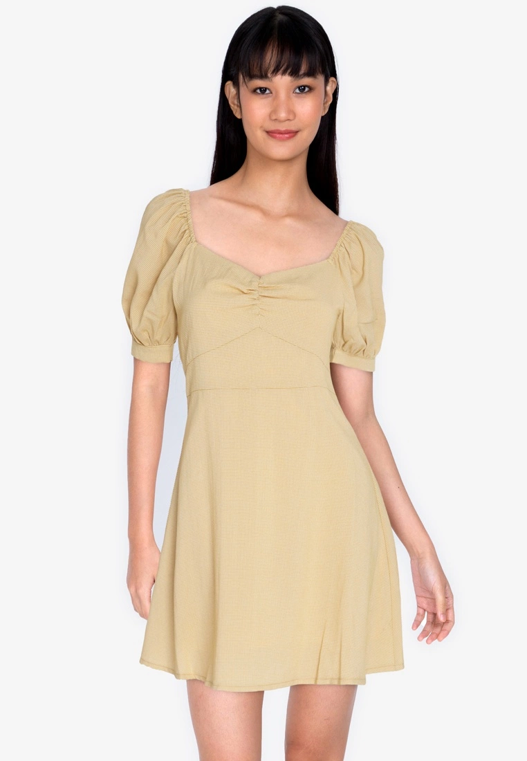 ZALORA BASICS Gathered Front Puff Sleeve Dress