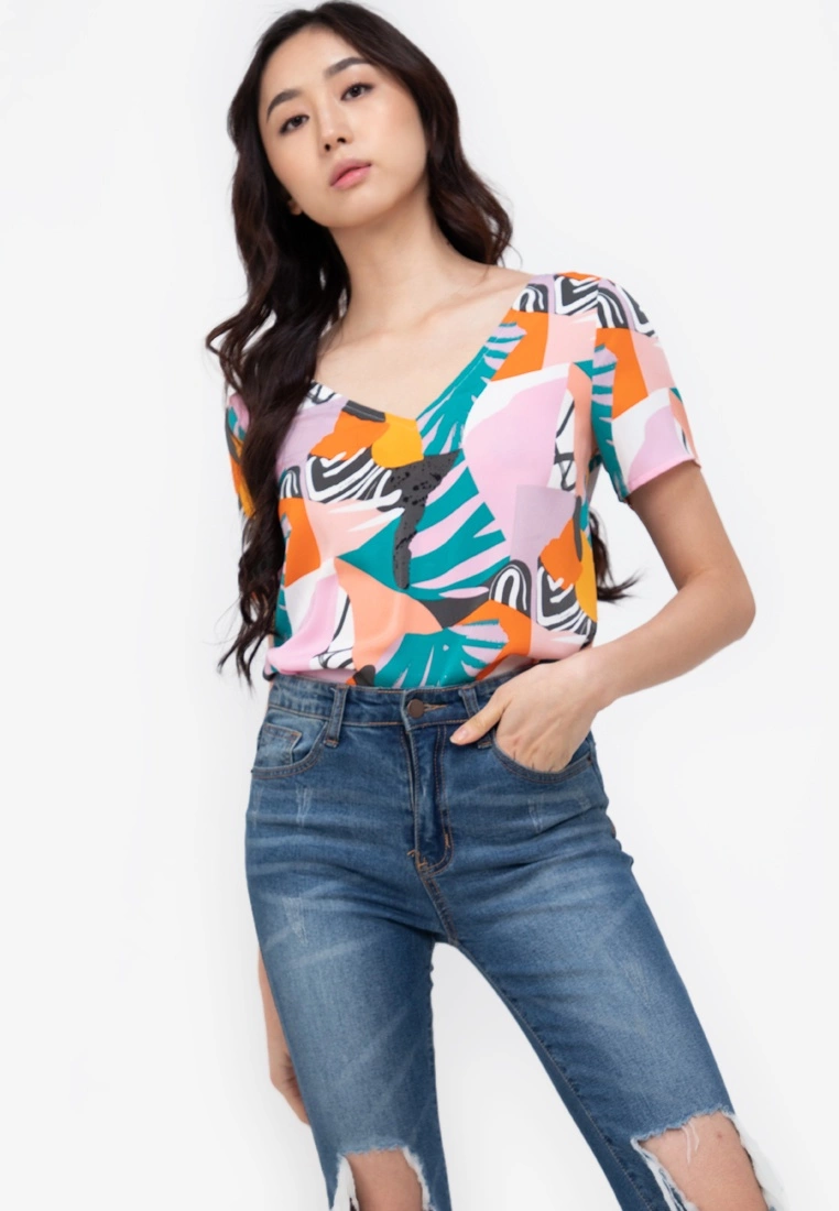 ZALORA BASICS T Back Short Sleeve Top