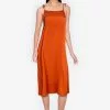 ZALORA BASICS Satin Tie Midi Dress