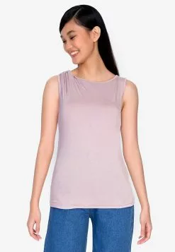 ZALORA BASICS Draped Boat Neck Top