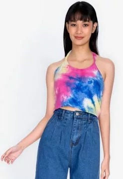ZALORA BASICS Tie Dye Halter Crop Top