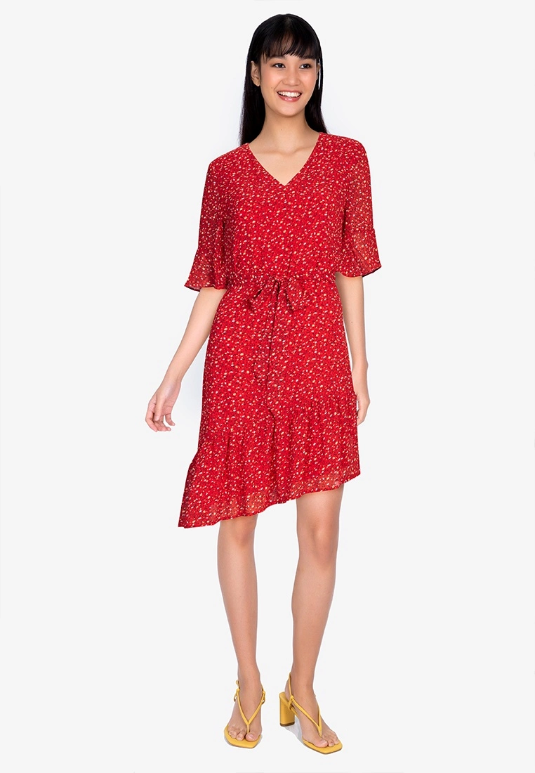 ZALORA BASICS Assymetric Drop Waist Mini Dress