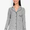ZALORA BASICS Lounge Contrast Flannel Pyjama Shirt
