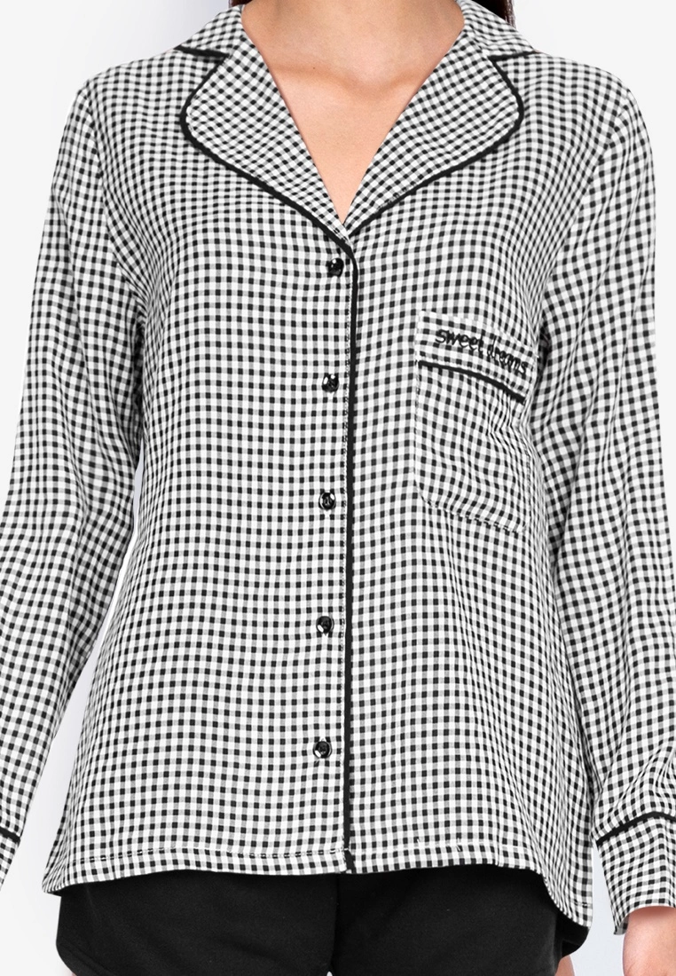 ZALORA BASICS Lounge Contrast Flannel Pyjama Shirt - Billede 3