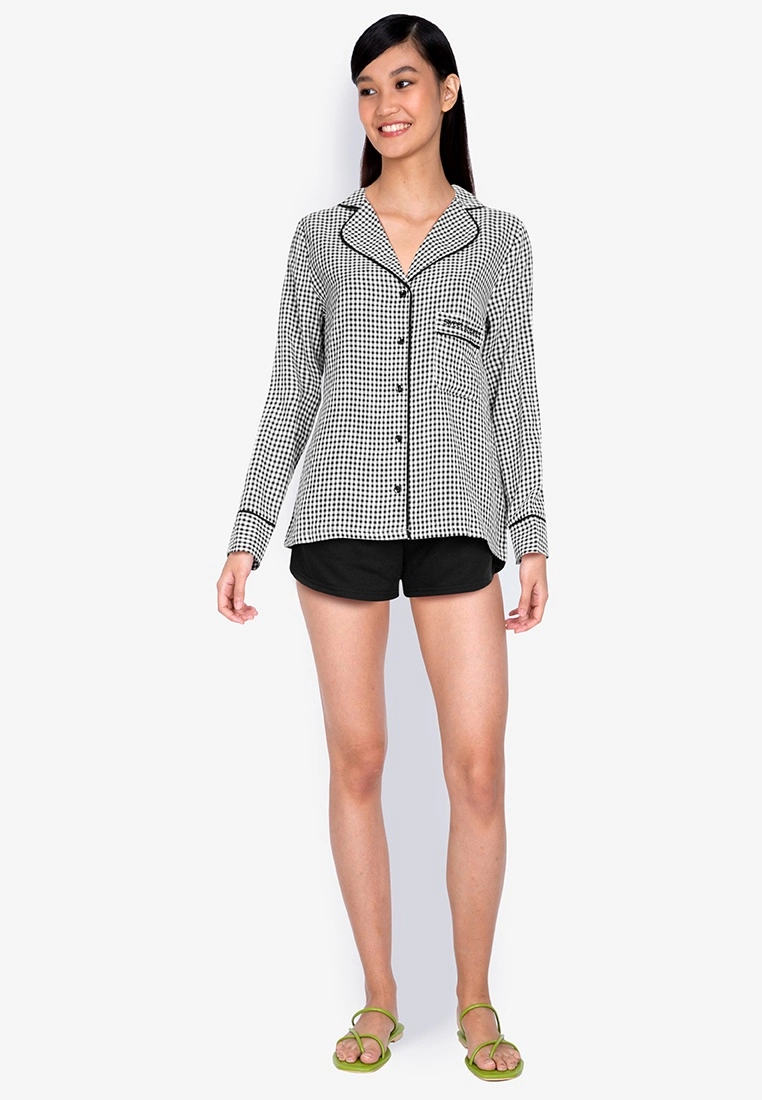 ZALORA BASICS Lounge Contrast Flannel Pyjama Shirt - Billede 4
