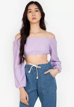 ZALORA BASICS Off Shoulder Cropped Top