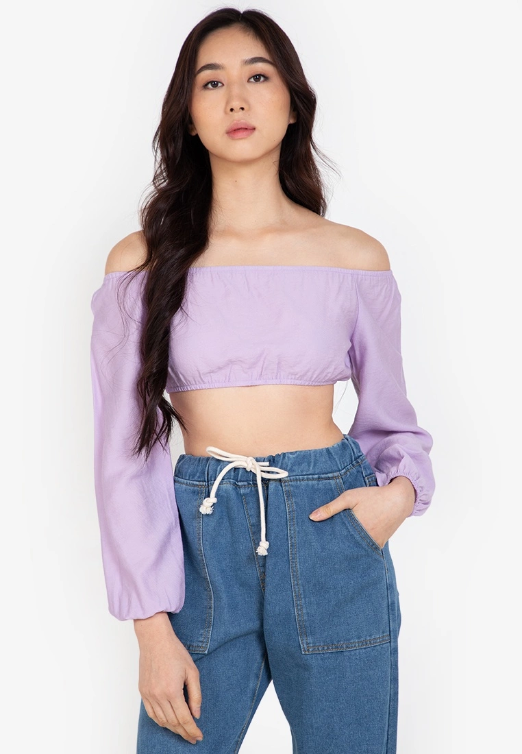 ZALORA BASICS Off Shoulder Cropped Top