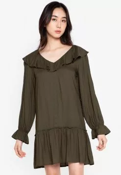 ZALORA BASICS Ruffle Detail Babydoll Dress