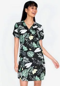 ZALORA BASICS Ruched Sleeves Midi Wrap Dress